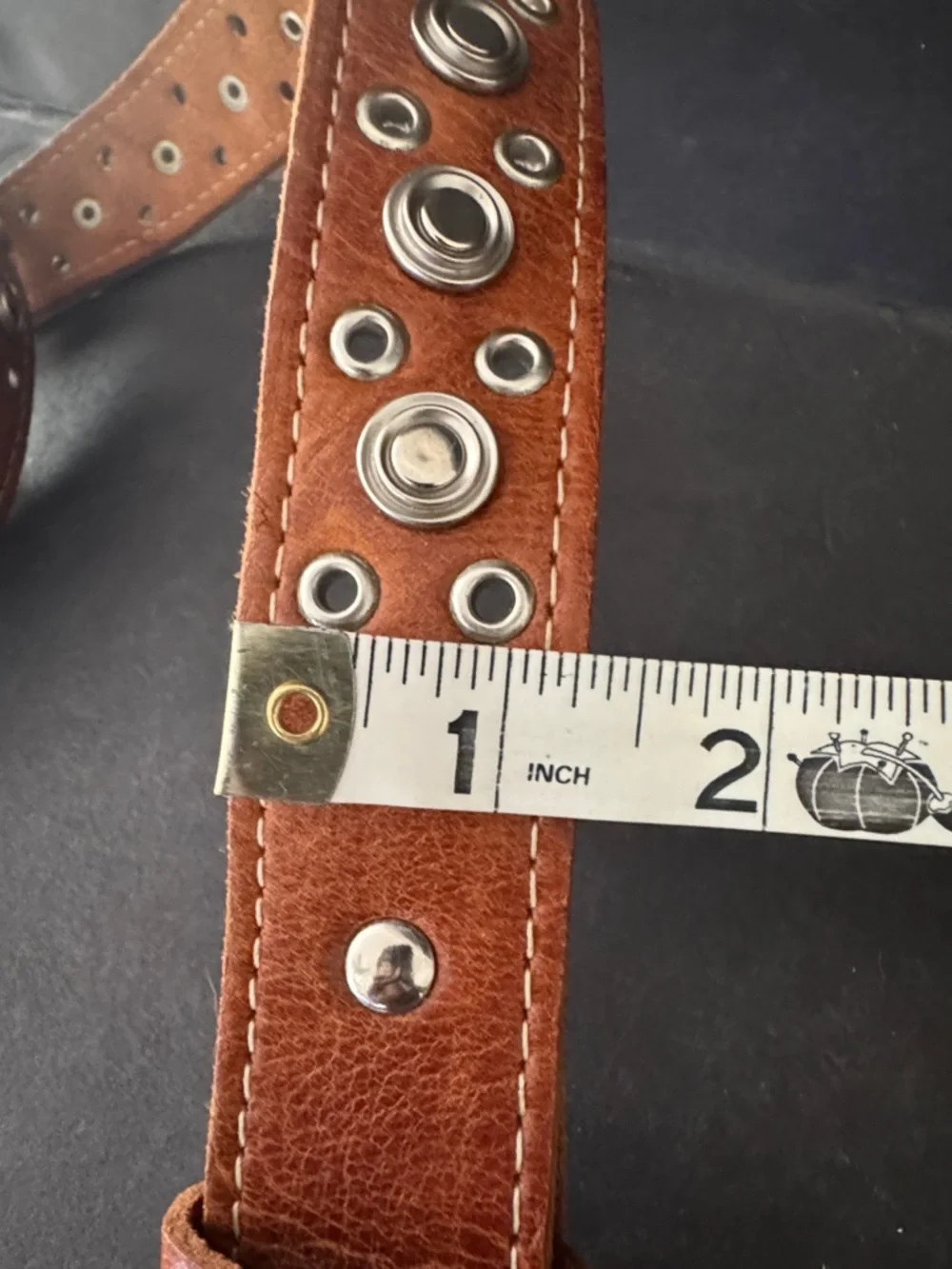Chico’s Leather Studded Belt with Heart Buckle - Picture 7 of 16
